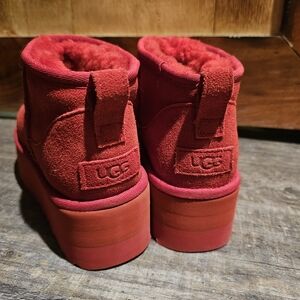 UGG Red Ultra Mini Platform Boots